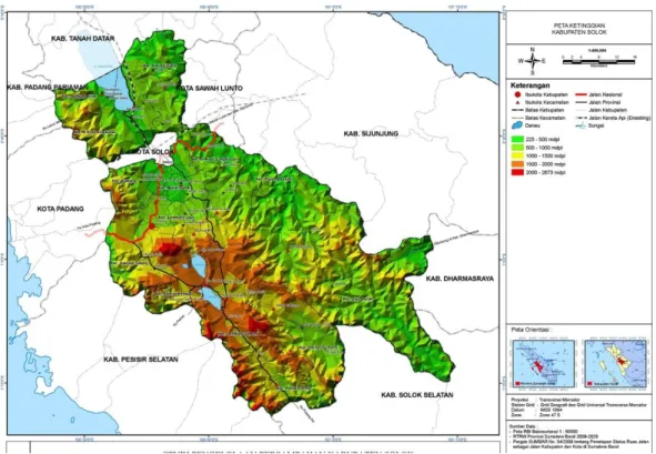 Gambar 2-1  Peta Topografi Kabupaten Solok 