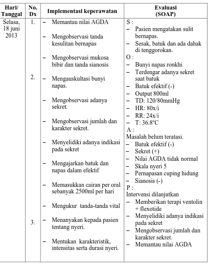 Tabel 2.5 Pelaksanaan Keperawatan 