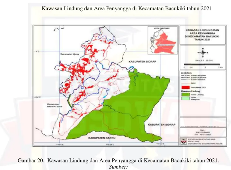 Gambar 20.  Kawasan Lindung dan Area Penyangga di Kecamatan Bacukiki tahun 2021. 