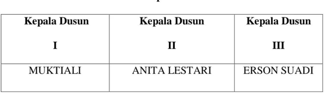 Tabel 4.7  Kepala Dusun   Kepala Dusun 