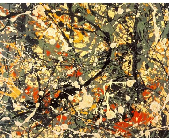 Gambar 4: Karya Jackson Pollok dengan cipratan cat yang tebal sehingga menimbulkan tekstur (Sumber: www.artpaintingsss.com) 