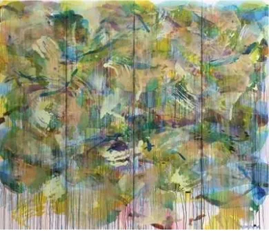 Gambar 9: Teguh Ostenrik-Giants through the reef 210 cm x 240 cm, 4 panels Acrylic on Canvas, 2008 