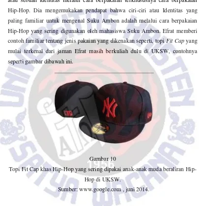 Gambar 10 Topi Fit Cap khas Hip-Hop yang sering dipakai anak-anak muda beraliran Hip-