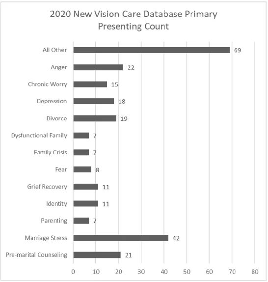 Figure A3. NVBC Care Ministry Counseling database: presenting issues 2020 