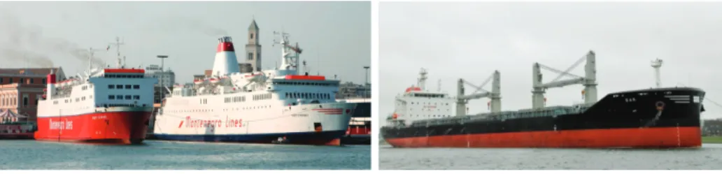 Figure 2. Montenegro Lines passenger ships and cargos at anchor in the Port of Bar, namely, “Sveti Stefan”, “Sveti Stefan II” and “Bar”cargo (from left to right).