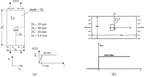 Figure 1. Schematic of the (a) piezoelectric (BaTiO 3 ) plate [26] and (b) steel plate [27].