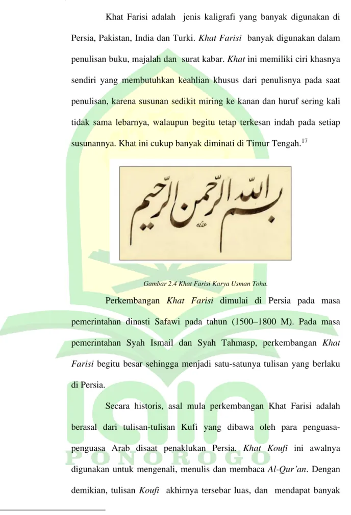 Gambar 2.4 Khat Farisi Karya Usman Toha.