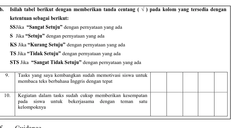 Table 9. The Example of Statements for Questionnaire for Obtaining Information about Subject and Content in the Tasks 