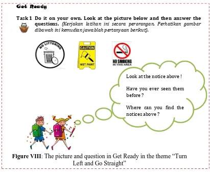 Figure VIII: The picture and question in Get Ready in the theme “Turn Left and Go Straight” 