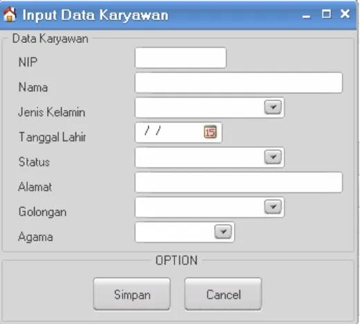 Gambar 4.3 Form Input Data Karyawan 