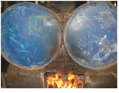 Gambar 3.4  a. Memindahkan hasil fermentasi ke drum masak dengan pompa 