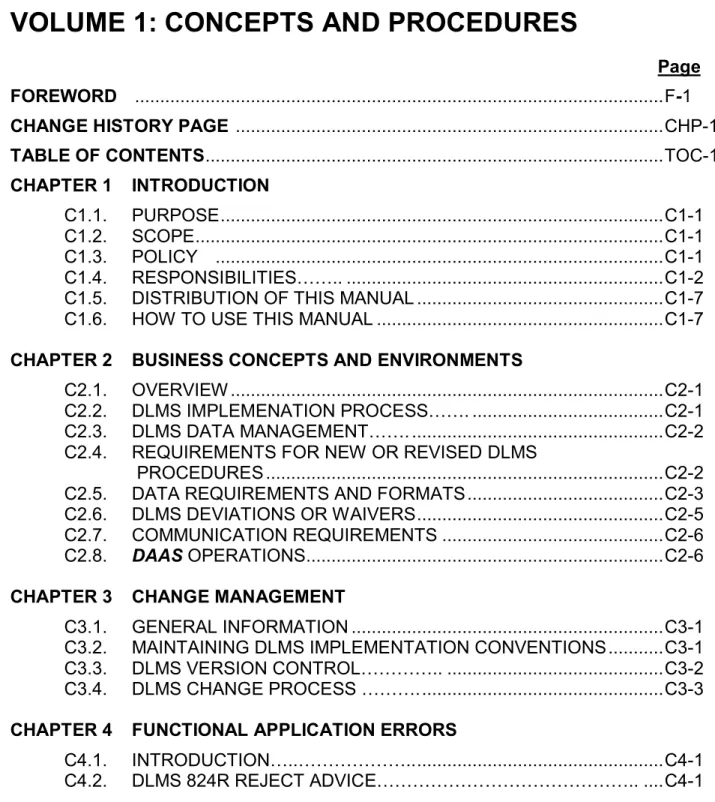 TOC-1  TABLE OF CONTENTS