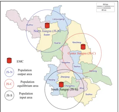 Fig. 9.2 Map of 3 affected areas in Jiangsu Province
