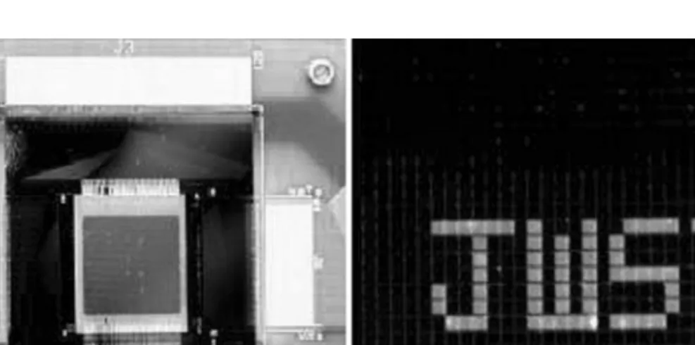 FIGURE 2.5 Ability to address or actuate and provide the required contrast demonstrated on a fully functional 128 by 64 pixel module of the MEMS microshutter array