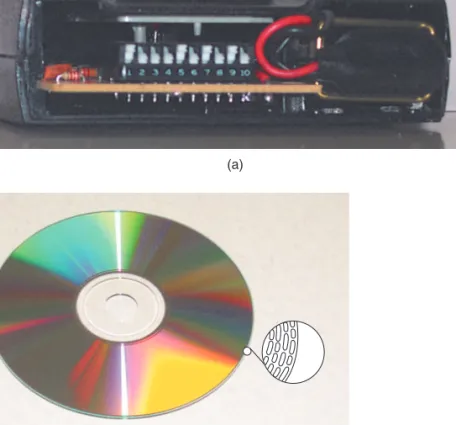 FIGURE 1-7 (a) Binary code settings for a garage door opener. (b) Digital audio on a CD.