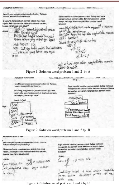 Figure 1. Solution word problem 1 and 2  by A 
