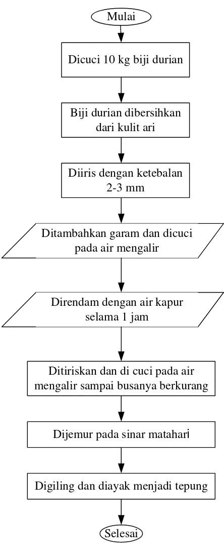 Gambar 3.1 Flowchart Pembuatan Tepung Biji Durian 