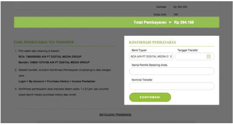 Gambar 2.4 Pemilihan Quantity, Metode Pembayaran dan Lanjut 