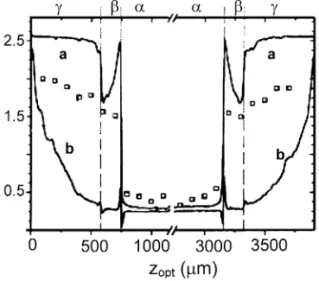 Fig. 7. Results of the line scan on a double diffusion sample: The hydrogen concentration as a function of z opt ( 1 ).