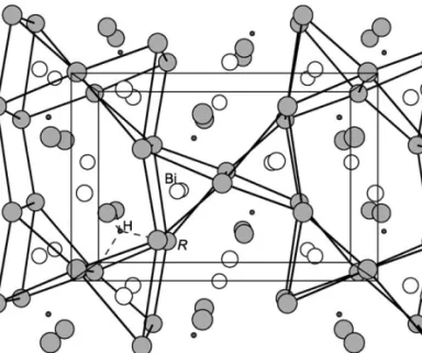 Fig. 1. Structure of R 5 Bi 3 H (R = Sm, Eu, Yb) (Ca 5 Sb 3 F-type).