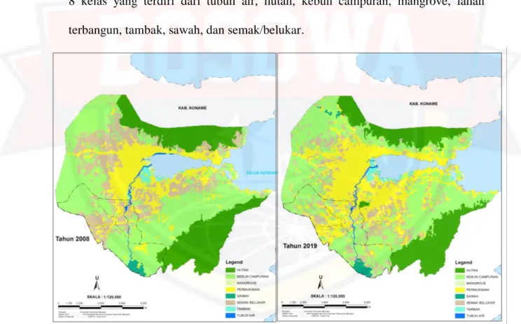 Gambar 6 : Penggunaan lahan Kota Kendari Tahun 2008 dan 2019