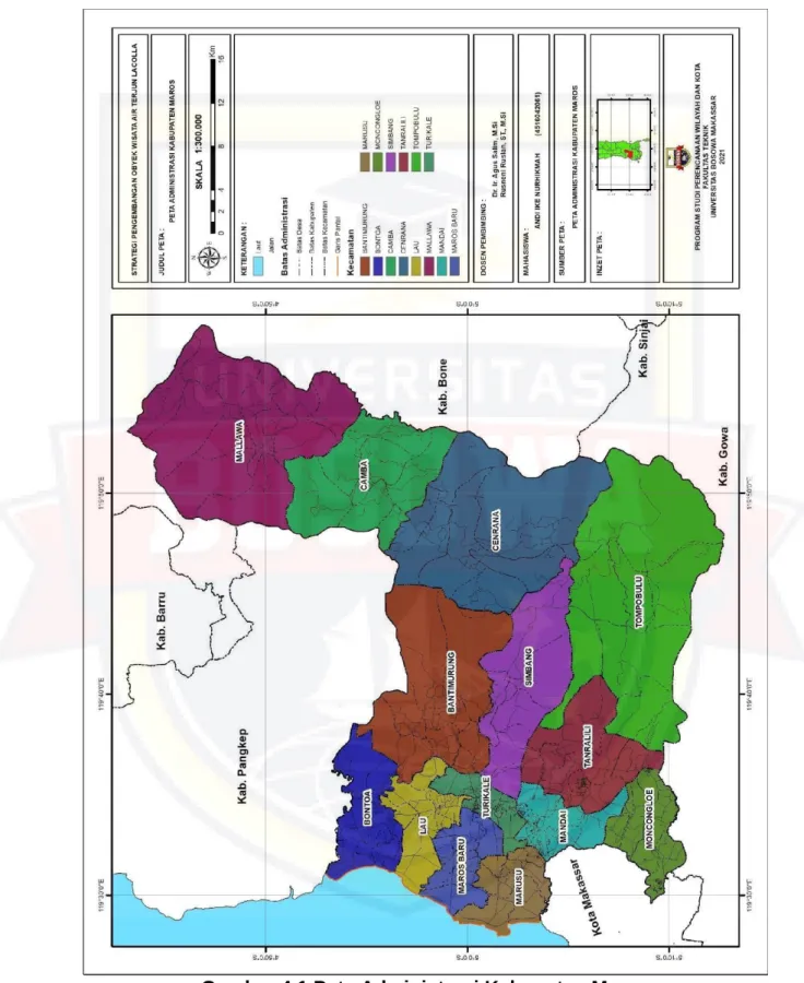 Gambar 4.1 Peta Administrasi Kabupaten Maros 