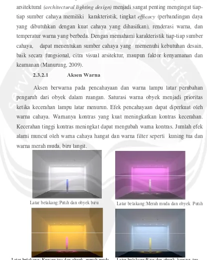Gambar 2.8: Efek pencahayaan pada obyek dengan aksen warna  