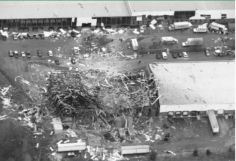 Figure 3.8. Damage to Concept Sciences Hanover Facility, courtesy Tom Volk, The  Morning Call