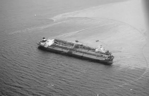 Figure 3.29. Exxon Valdez tanker leaking oil, courtesy of Exxon Valdez Oil Spill  Trustee Council