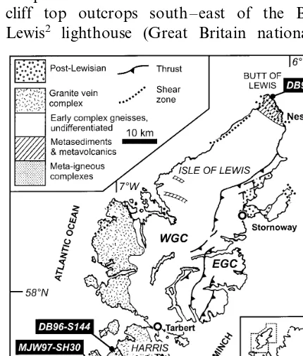 Fig. 1. Simpliﬁed geological map of the northern Outer He-brides (modiﬁed after Fettes et al., 1992) showing principalgeological features discussed in the text and sample localities.Abbreviations — WGC, Western Gneiss complex; ECG, East-ern Gneiss complex.