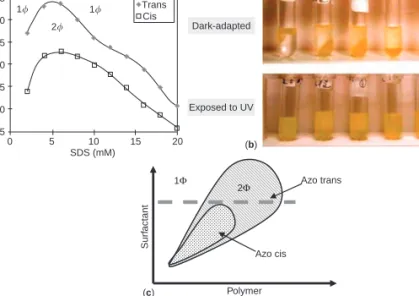 Figure 7.4. Associative phase separation of complexes between surfactants and azobenzene-modified polymers