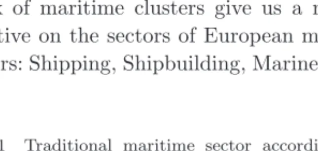 Table 1 Traditional maritime sector according to EC study (E.C. Report, 2009).