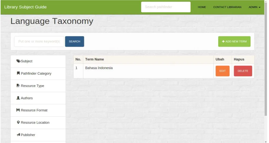 Gambar 4.26 Form Isian Taxonomy->Language