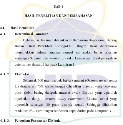 Tabel 4.1. Pengujian Parameter Ekstrak 