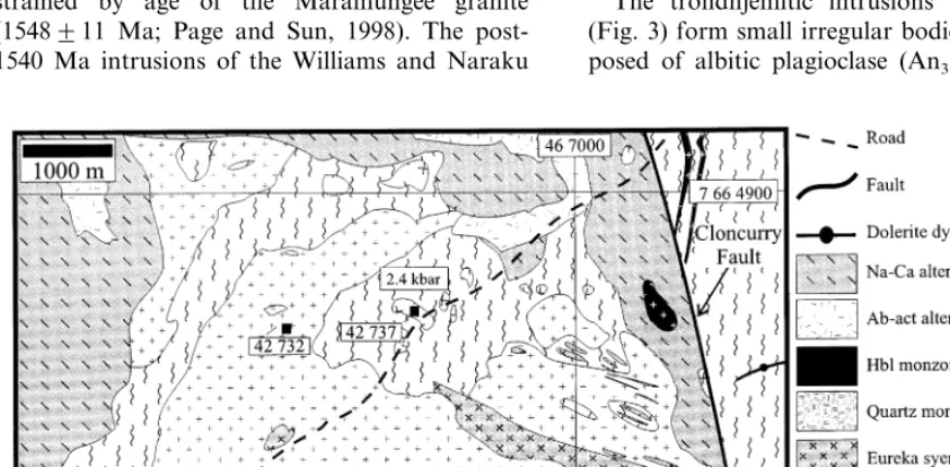 Fig. 2. Simpliﬁed geological map of the northern portion of the Mount Angelay igneous complex.