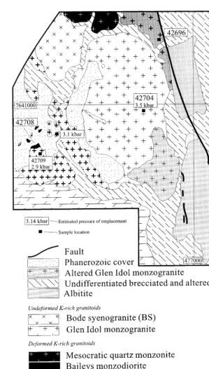 Fig. 3. Simpliﬁed geological map of the southern portion of the Mount Angelay igneous complex.