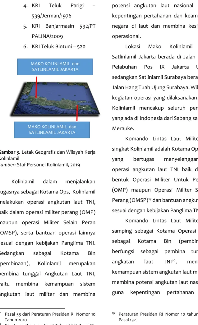 Gambar 3. Letak Geografis dan Wilayah Kerja  Kolinlamil 
