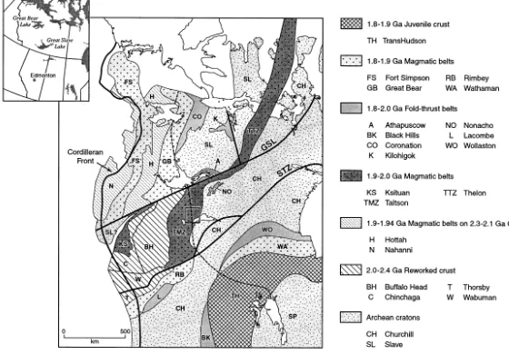 Fig. 1. Generalized tectonic map of western Laurentia (modiﬁed after Hoffman 1989; Ross et al., 1991; McDonough et al., 1994)
