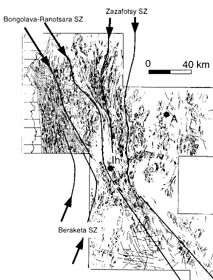 Fig. 6. Detailed foliation trajectories from Fig. 1 (sector 2,Ankaramena–Ihosy in text)