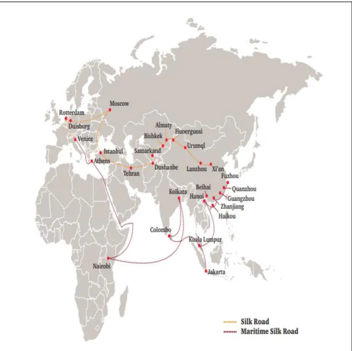 Figure 4. The New Silk Road Map (Old Version)  Source:   (PwC's Growth Markets Centre, 2016) 