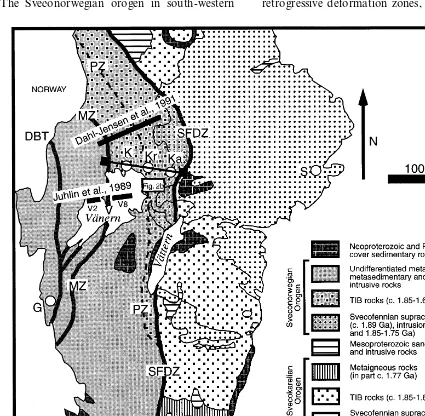 Fig. 1. Simpliﬁed geological map of southern Sweden (modiﬁed after Wahlgren et al., 1994)