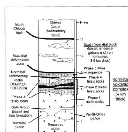 Fig. 3. Schematic stratigraphic column of the Norme´tal vol-canic complex and adjacent units