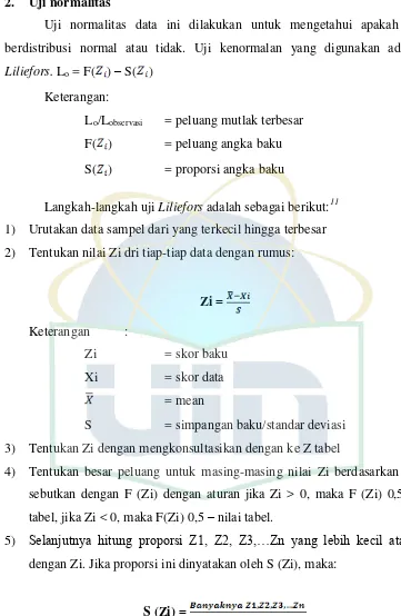 tabel, jika Zi < 0, maka F(Zi) 0,5 – nilai tabel. 