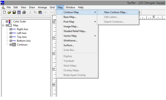 Gambar 4.9 Tampilan contour dari data .grd. 
