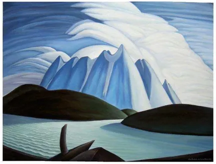 Gambar 8: Contoh lukisan yang menunjukan ruang  Lawren Harris , “Lakes and Mountains”  Cat minyak pada kanvas, 130,8 x 106,6 cm, 1948 