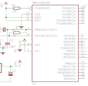 Gambar 3.3 Rangkaian Mikrokontroler Atmega8 