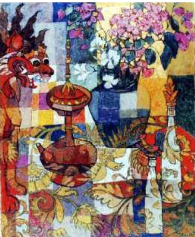 Gambar  3: Contoh penggunaan bidang karya Chusin Setiadikara  cat minyak diatas kanvas, 90 x 82cm, 1982 