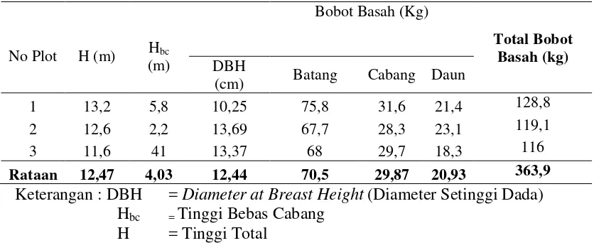 Tabel 2. Karakteristik Tanaman Karet (Hevea brasiliensis Muell. Arg.) 