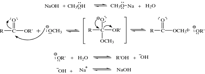 Gambar 2. Mekanisme reaksi transesterifikasi dalam katalis basa 