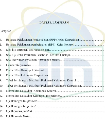 Tabel Perhitungan Distribusi Frekuensi Kelompok Kontrol ....................................